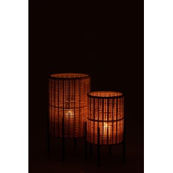 Lanterne avec pieds en bambou naturel 35x35x63cm