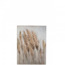 Peinture avec du blé en canevas et bois brun et or H90cm