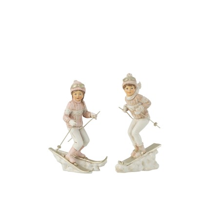 Conjunto de 2 figuras de Navidad de resina multicolor de 11.5x6x19 cm