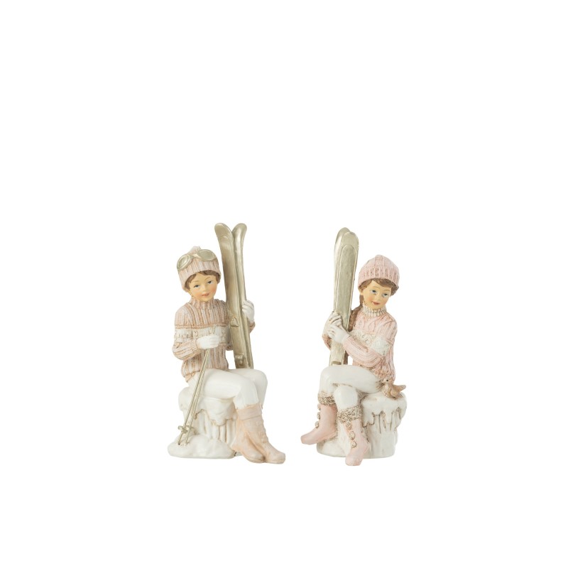 Conjunto de 2 figuras de Navidad de resina multicolor de 10x8.5x18 cm