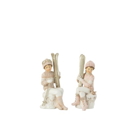 Conjunto de 2 figuras de Navidad de resina multicolor de 10x8.5x18 cm