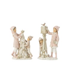 Conjunto de 2 figuras de Navidad de resina multicolor de 13.5x7x21 cm