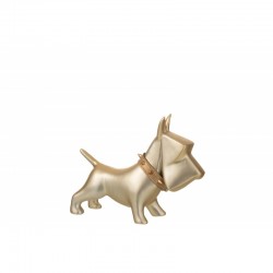 Perro de cerámica dorado de 22x6.5x16.5 cm