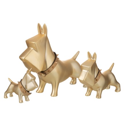 Perro de cerámica dorado de 22x6.5x16.5 cm