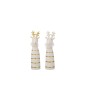 Set de 2 élans en céramique blanche et or 6.5x6.5x25.5 cm
