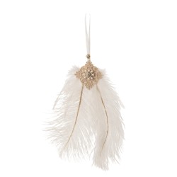 Suspension avec strass en Plumes blanc 30x18x6 cm