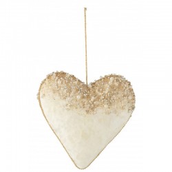 Suspension coeur en plastique blanc 15x6.5x15 cm