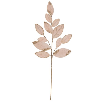 Branche avec feuilles en textile rose 15x1.5x74.5 cm