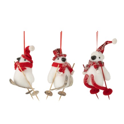 Set de 3 suspensions de Noël en plastique blanc 17x10.5x19.5 cm