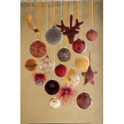Bola de Navidad con pluma de plástico roja de 7x7x7 cm