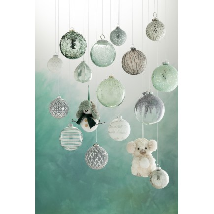 Set de 2 suspensions de Noël en textile crème 16x21x15.5 cm