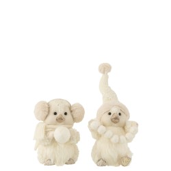 Conjunto de 2 pingüinos de tela color crema de 22x27.5x27 cm