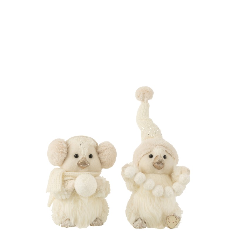 Set de 2 pingouins en textile crème 22x27.5x27 cm