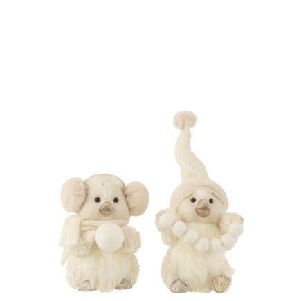 Conjunto de 2 pingüinos de tela color crema de 22x27.5x27 cm