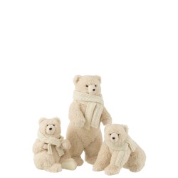 Ours polaire en textile crème 21x28x27.5 cm