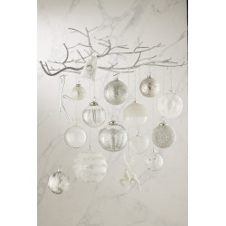 Reno de Navidad para colgar en textil blanco 10x3.5x17 cm