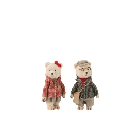 Set de 2 ours en textile multicouleur 18x16.5x30 cm