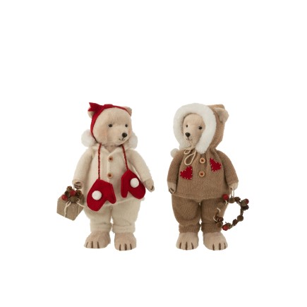 Set de 2 ours en textile multicouleur 20x18x40 cm