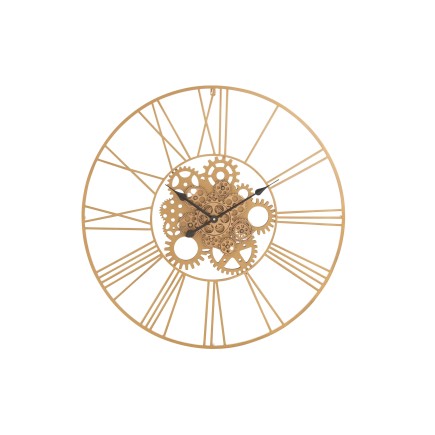 Reloj redondo de metal dorado de 80x80x4 cm.