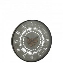 Horloge ronde en métal noir 90x90x8 cm