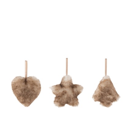 Lote de 3 suspensiones navideñas de tela beige 11x5
