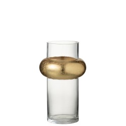 Vase cylindrique avec bague en verre transparent 15x15x25 cm