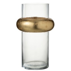 Vase cylindrique avec bague en verre transparent 20x20x36 cm