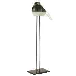 Pájaro sobre pedestal de vidrio verde 15x8.5x45.5 cm