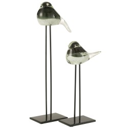 Pájaro sobre pedestal de vidrio verde 15x8.5x45.5 cm