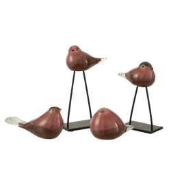 Pájaro de vidrio rosa de 14x9x9.5 cm