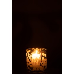 Photophore en verre gris 12x12x12 cm