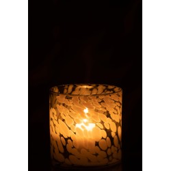 Photophore en verre gris 18x18x18 cm