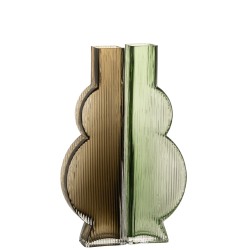 Set de 2 vases en verre vert 11x5x35 cm