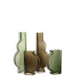 Set de 2 vases en verre vert 11x5x35 cm Set de 2 vases en verre vert 11x5x35 cm
