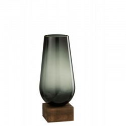 Vase sur pied en verre gris 16.5x16.5x42.5 cm