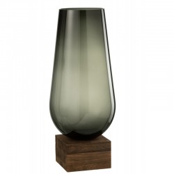 Vase sur pied en verre gris 24x24x57 cm