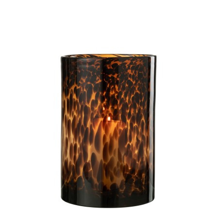 Photophore en verre marron 20x20x29 cm