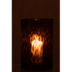 Photophore en verre marron 20x20x29 cm