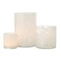 PHOTOPHORE CYLINDRE POIS VERRE TRANSPARENT/BLANC SMALL