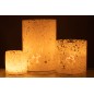 PHOTOPHORE CYLINDRE POIS VERRE TRANSPARENT/BLANC SMALL