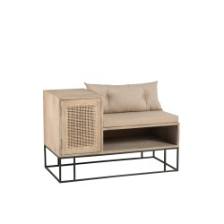 Banc d’entrée en Bois et métal Noir et Naturel 100x50x65cm