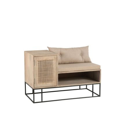 Banc d’entrée en Bois et métal Noir et Naturel 100x50x65cm