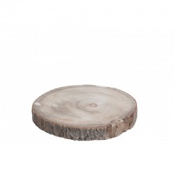 Disco de paulownia de madera crema de 27.5x25.5x3.5 cm