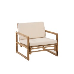 FAUTEUIL 1P BAMBOU+TEXTILE NATUREL/BLANC