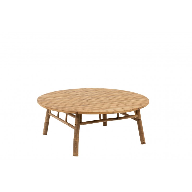 Table de salon ronde en bambou naturel