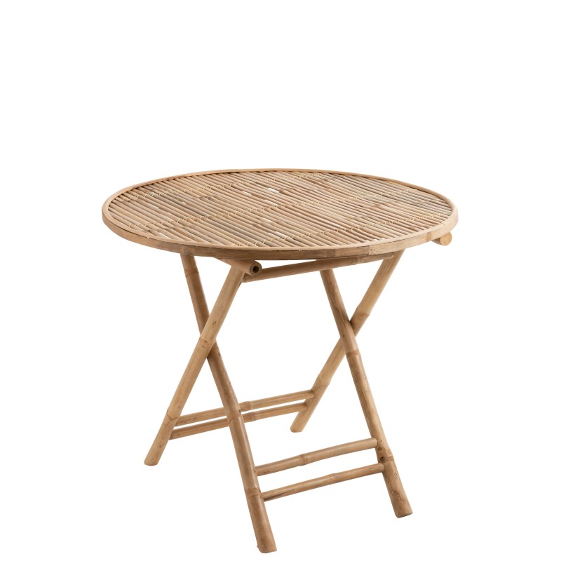 Mesa redonda plegable de bambú natural 90x90x76 cm Mesa redonda plegable de bambú natural 90x90x76 cm