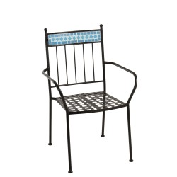 CHAISE MOSAIQUE METAL/CERAMIQUE BLEU