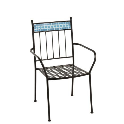 CHAISE MOSAIQUE METAL/CERAMIQUE BLEU