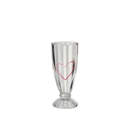 VERRE MILKSHAKE COEUR VERRE TRANSPARENT/ROSE