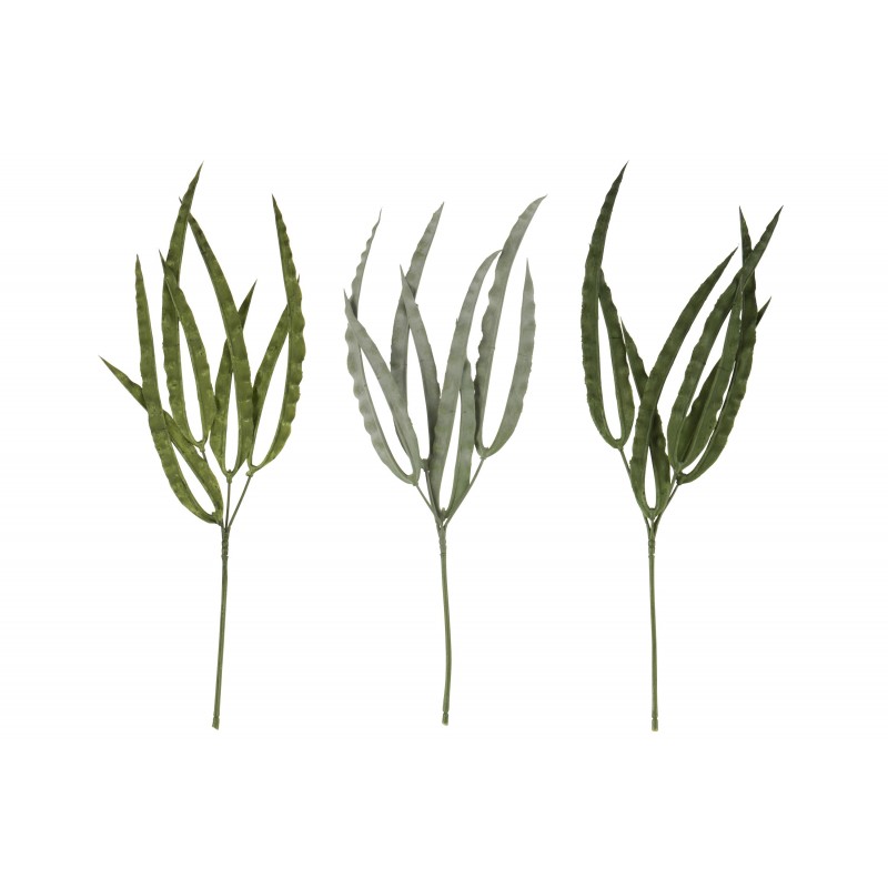 Set de 3 branches d’herbes artificielles en plastique vert 35x14x41 cm